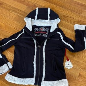 Twisted Heart Shearling Trimmed Jacket